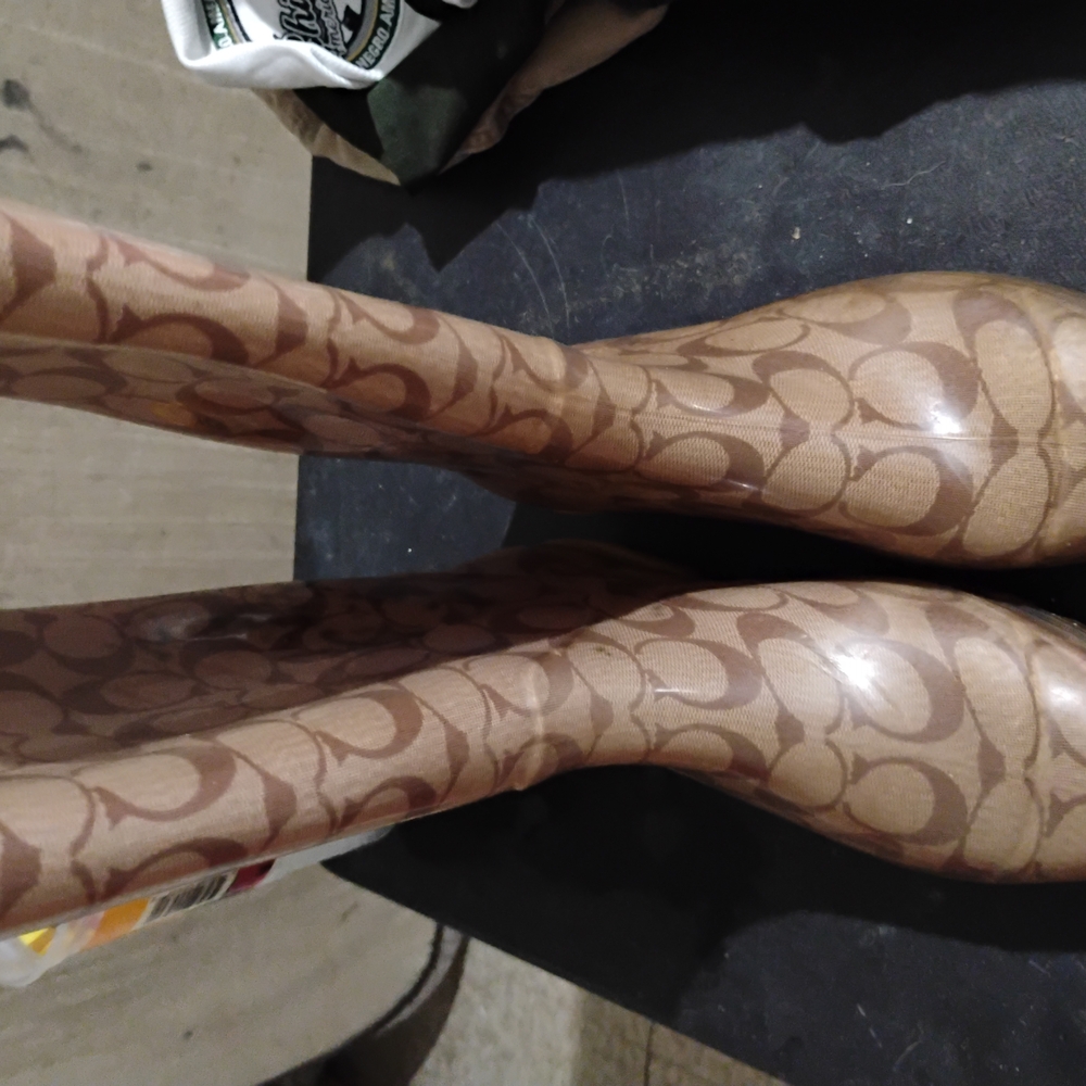 Brown Patterned Knee-High Boots